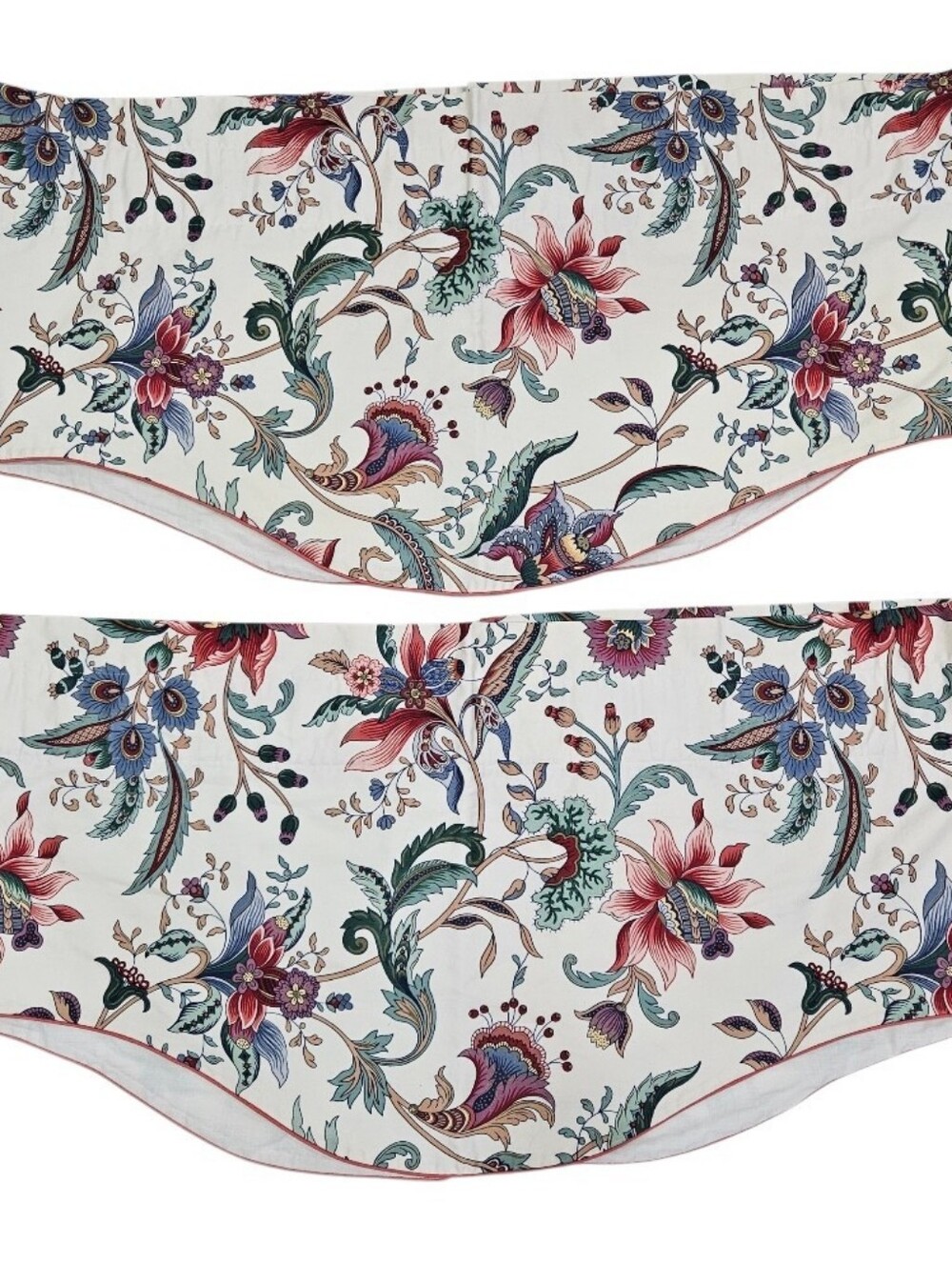 VTG Waverly Jacobean Floral Jewel Tone on Cream Window Valances Chintz PR 70x17